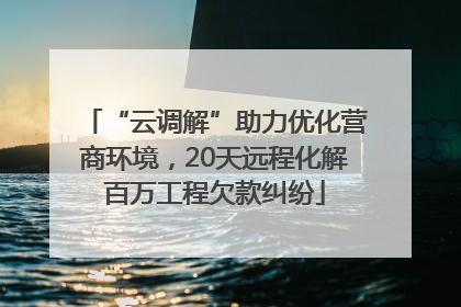 “云调解”助力优化营商环境，20天远程化解百万工程欠款纠纷