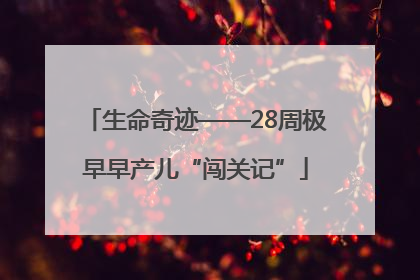 生命奇迹——28周极早早产儿“闯关记”