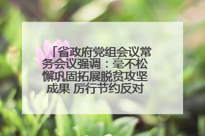 省政府党组会议常务会议强调：毫不松懈巩固拓展脱贫攻坚成果 厉行节约反对浪费弘扬优良作风