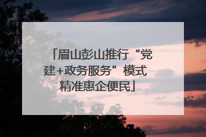 眉山彭山推行“党建+政务服务”模式 精准惠企便民