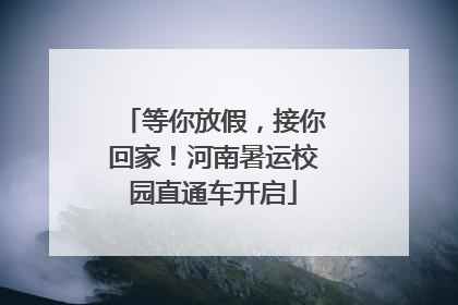 等你放假，接你回家！河南暑运校园直通车开启