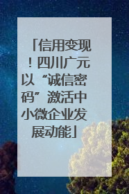 信用变现！四川广元以“诚信密码”激活中小微企业发展动能