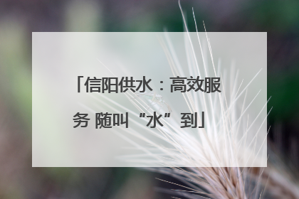 信阳供水：高效服务 随叫“水”到