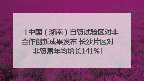 中国（湖南）自贸试验区对非合作创新成果发布 长沙片区对非贸易年均增长141%
