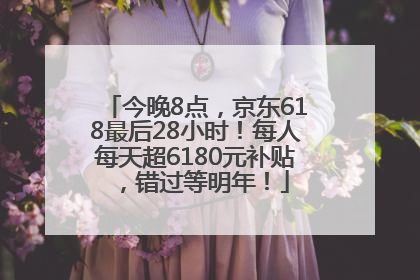 今晚8点，京东618最后28小时！每人每天超6180元补贴，错过等明年！
