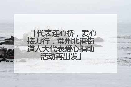 代表连心桥，爱心接力行，常州北港街道人大代表爱心捐助活动再出发