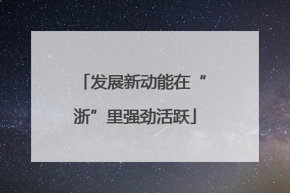 发展新动能在“浙”里强劲活跃