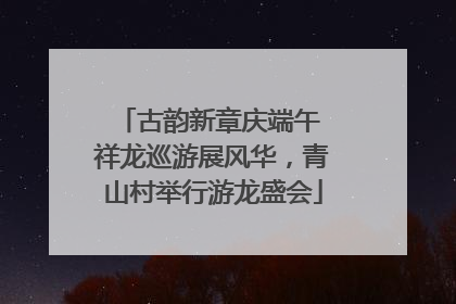 古韵新章庆端午 祥龙巡游展风华，青山村举行游龙盛会