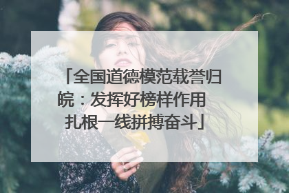 全国道德模范载誉归皖：发挥好榜样作用 扎根一线拼搏奋斗