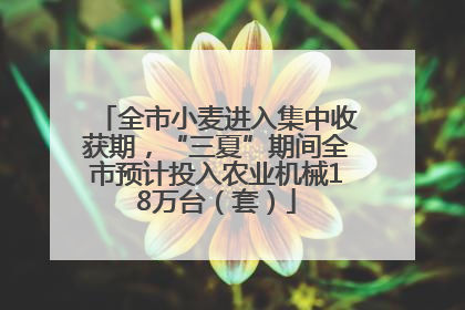 全市小麦进入集中收获期，“三夏”期间全市预计投入农业机械18万台（套）