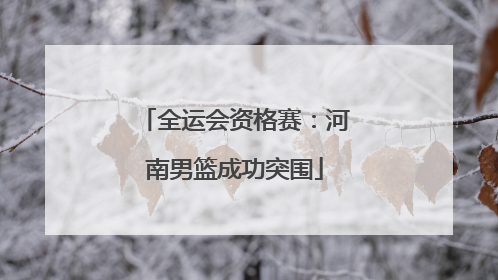 全运会资格赛：河南男篮成功突围