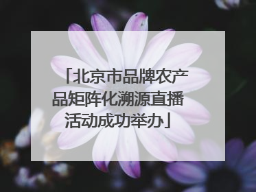 北京市品牌农产品矩阵化溯源直播活动成功举办