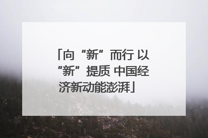 向“新”而行 以“新”提质 中国经济新动能澎湃