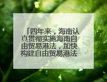 四年来，海南认真贯彻实施海南自由贸易港法，加快构建自由贸易港法律法规体系