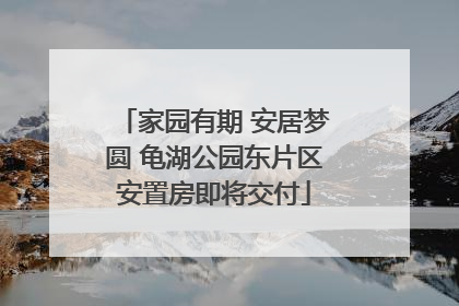 家园有期 安居梦圆 龟湖公园东片区安置房即将交付