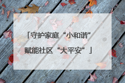 守护家庭“小和谐” 赋能社区“大平安”
