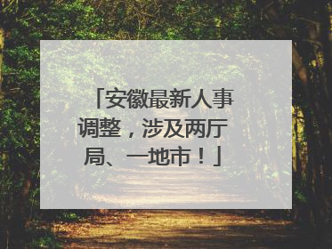 安徽最新人事调整，涉及两厅局、一地市！