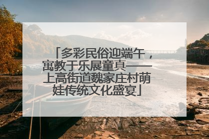 多彩民俗迎端午，寓教于乐展童真——上高街道魏家庄村萌娃传统文化盛宴