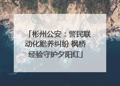 彬州公安：警民联动化赡养纠纷 枫桥经验守护夕阳红