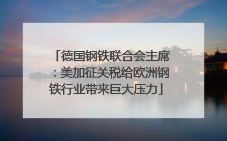 德国钢铁联合会主席：美加征关税给欧洲钢铁行业带来巨大压力