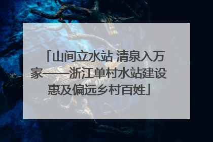 山间立水站 清泉入万家——浙江单村水站建设惠及偏远乡村百姓