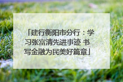 建行衡阳市分行：学习张富清先进事迹 书写金融为民美好篇章