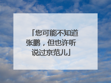 您可能不知道张鹏，但也许听说过京范儿