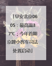 早安北京0605：最高温37℃；今年首期京牌小客车司法处置启动