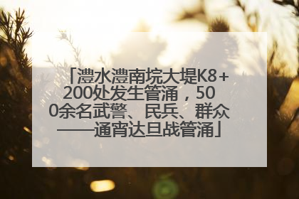澧水澧南垸大堤K8+200处发生管涌，500余名武警、民兵、群众——通宵达旦战管涌