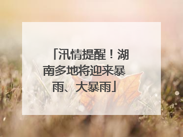 汛情提醒！湖南多地将迎来暴雨、大暴雨