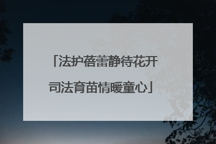 法护蓓蕾静待花开 司法育苗情暖童心