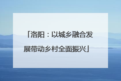 洛阳：以城乡融合发展带动乡村全面振兴