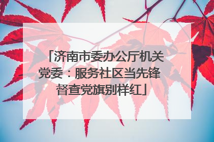 济南市委办公厅机关党委：服务社区当先锋 督查党旗别样红