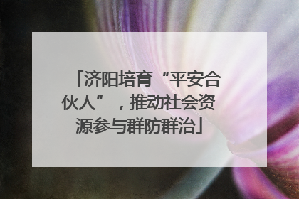 济阳培育“平安合伙人”，推动社会资源参与群防群治