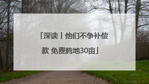 深读丨他们不争补偿款 免费腾地30亩