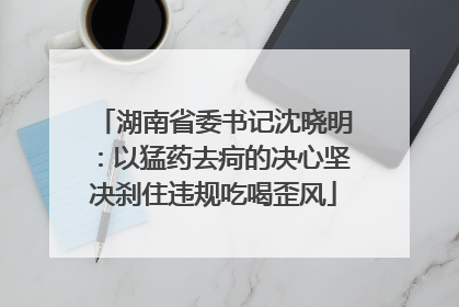 湖南省委书记沈晓明：以猛药去疴的决心坚决刹住违规吃喝歪风