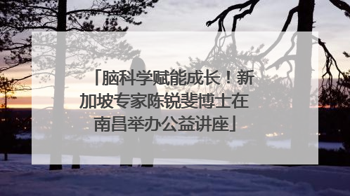 脑科学赋能成长！新加坡专家陈锐斐博士在南昌举办公益讲座