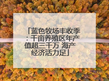 蓝色牧场丰收季：千亩养殖区年产值超三千万 海产经济活力足