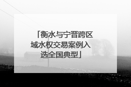 衡水与宁晋跨区域水权交易案例入选全国典型