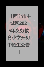 西宁市主城区2025年义务教育小学升初中招生公告