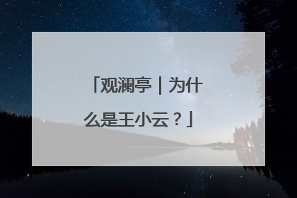 观澜亭｜为什么是王小云？