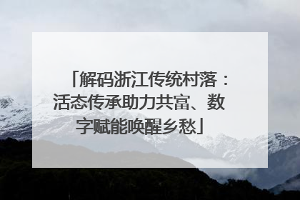 解码浙江传统村落：活态传承助力共富、数字赋能唤醒乡愁