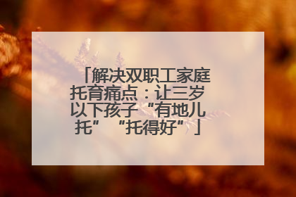 解决双职工家庭托育痛点：让三岁以下孩子“有地儿托”“托得好”