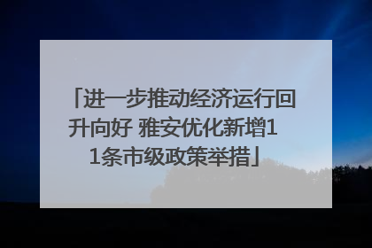 进一步推动经济运行回升向好 雅安优化新增11条市级政策举措