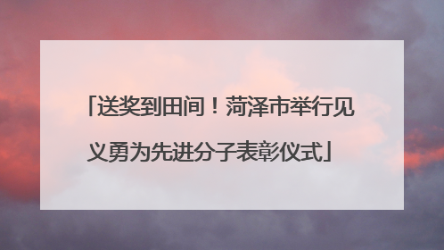 送奖到田间！菏泽市举行见义勇为先进分子表彰仪式