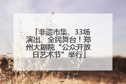 非遗市集、33场演出、全民舞台！郑州大剧院“公众开放日艺术节”举行