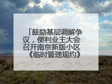 鼓励基层调解争议，便利业主大会召开南京新版小区《临时管理规约》征求意见