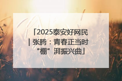 2025泰安好网民｜张腾：青春正当时 “棚”湃振兴曲